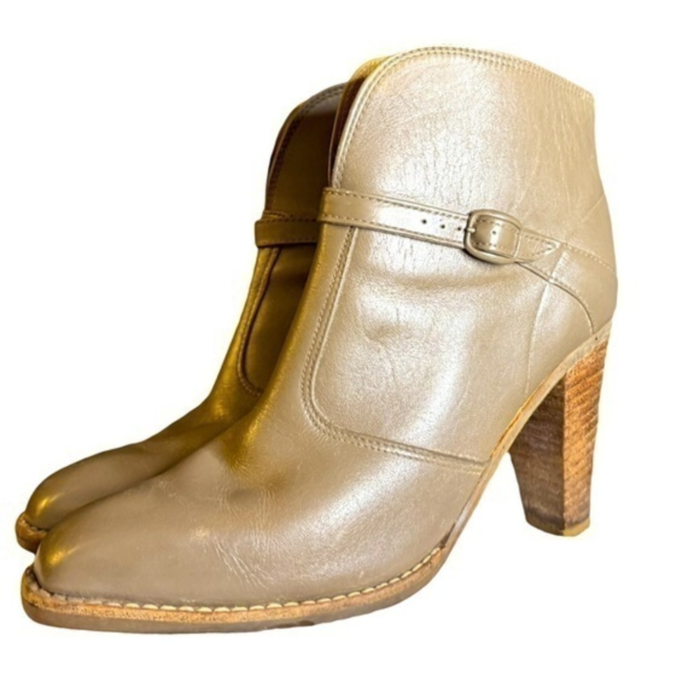 Vintage Cobbie’s Olive Taupe Platform Leather Ankle Booties – Size 7.5